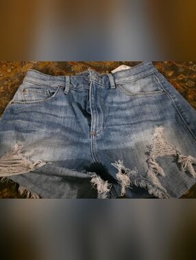 Guess Distressed Denim Jean Shorts Blue